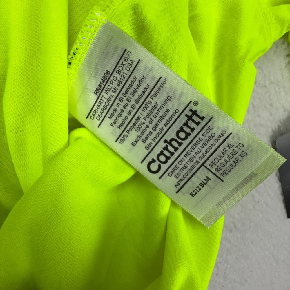 Carhartt Work Dry Short Sleeve Pocket T Men XL K212 BLM Bright Lime NWT Hi-Vis - Picture 4 of 10